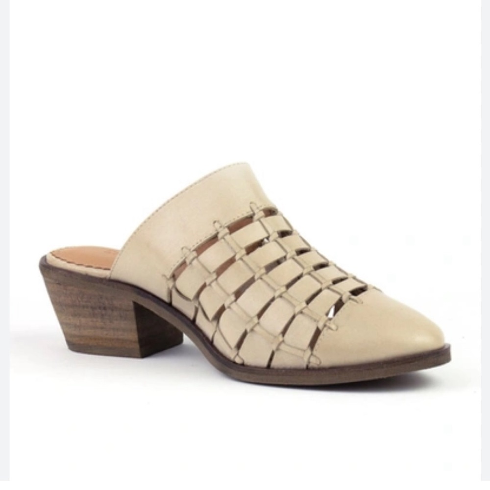Crevo Luella Leather Woven Heeled Mules